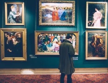 Man in art gallery