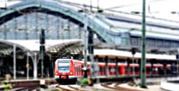 Train leaving railway station