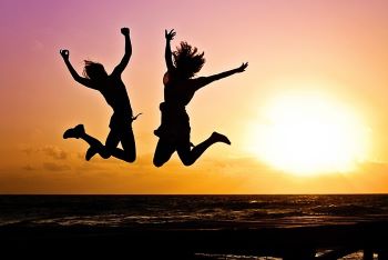 Young people jumping