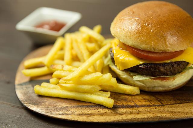 Burger and chips