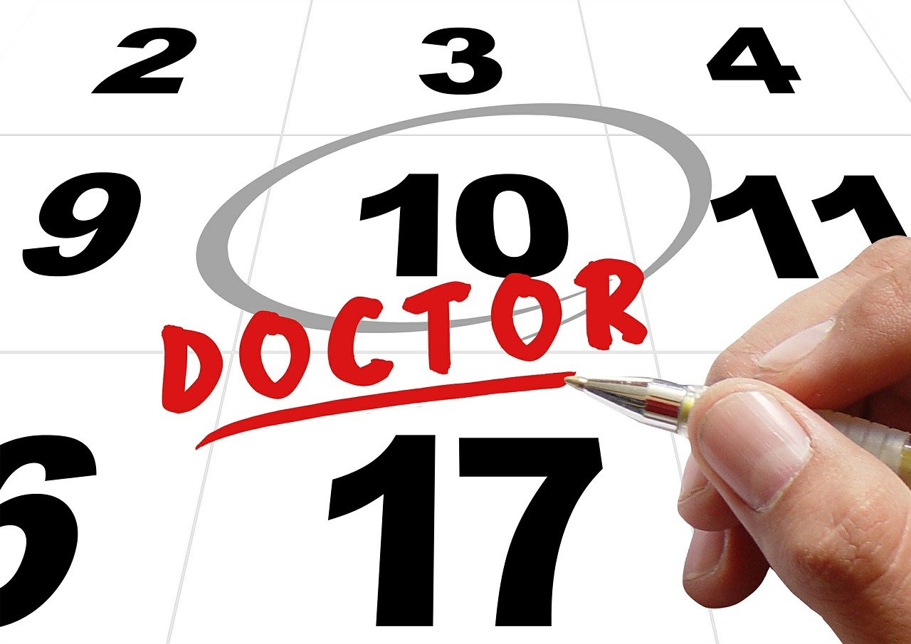 Calendar graphic with doctor appointment circled