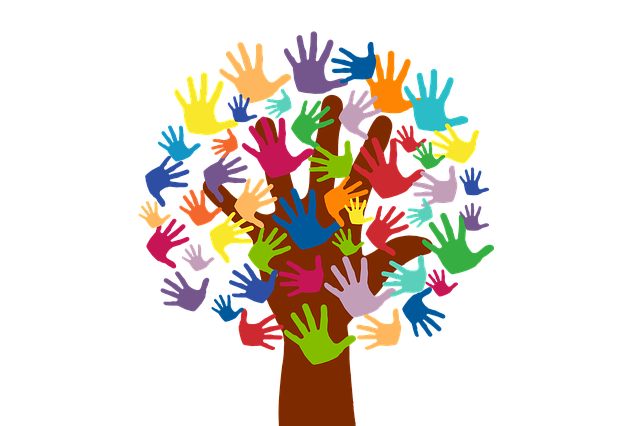Cartoon hand tree